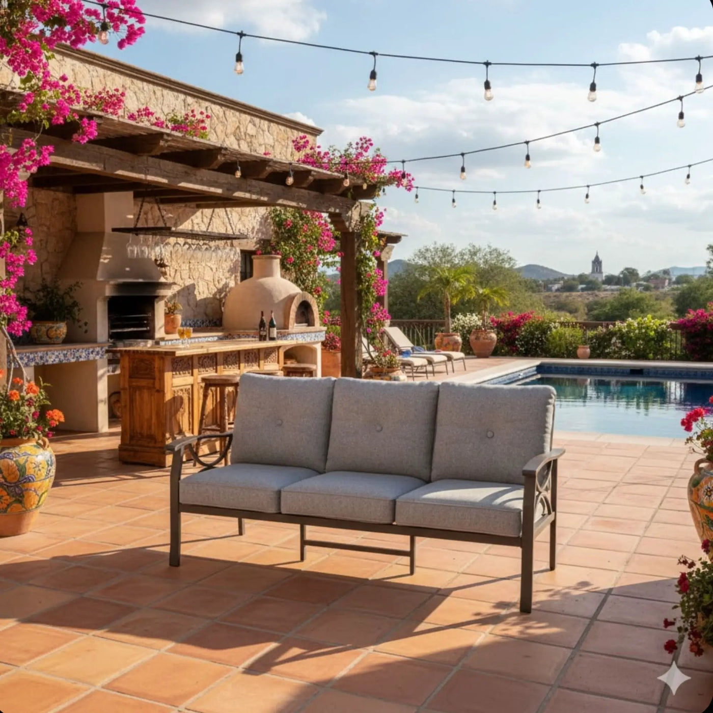 All-Weather 3 Seat Patio Sofa With Cushions by HouseOfZazla