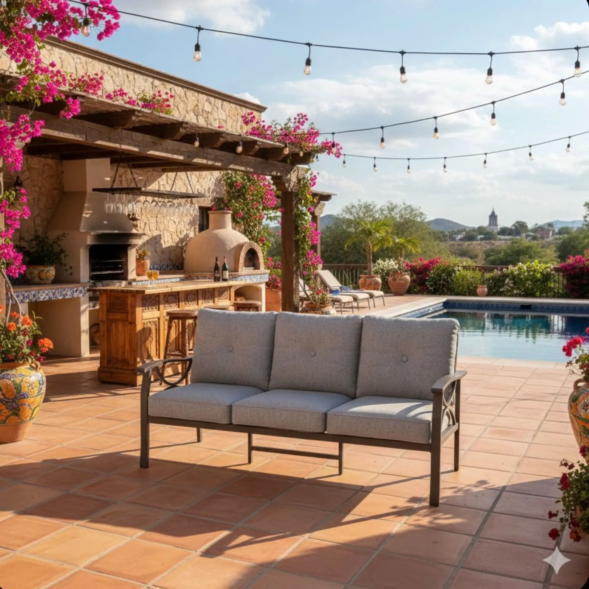 All-Weather 3 Seat Patio Sofa With Cushions by HouseOfZazla