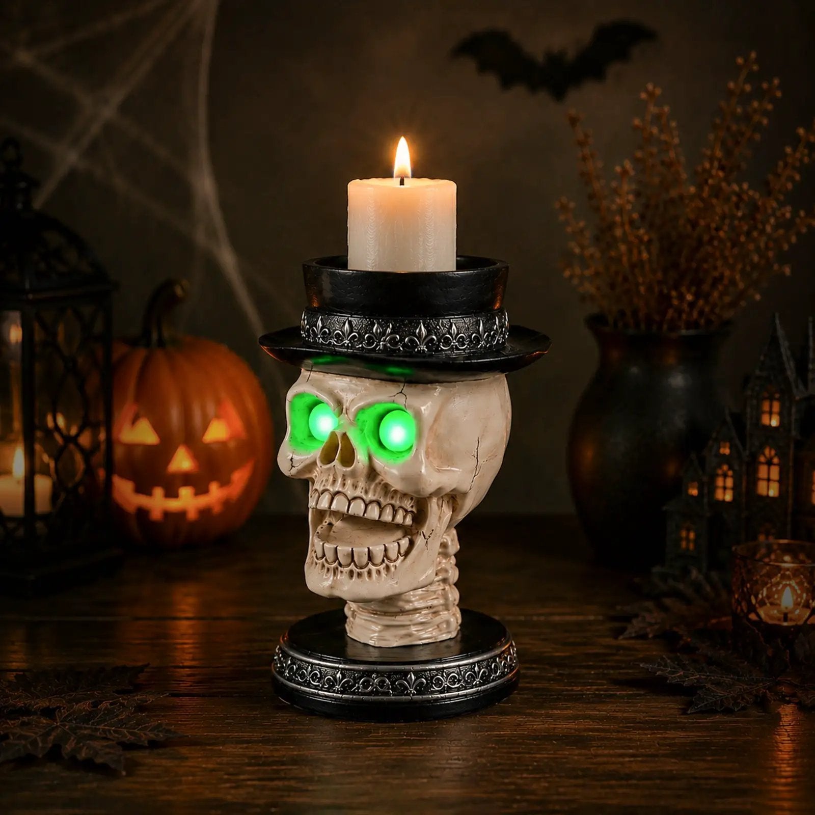 Halloween Skull Candle Holder with Glowing LED by HouseOfZazla