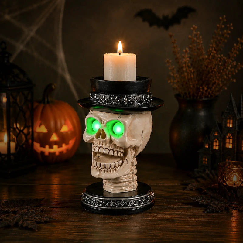 Halloween Skull Candle Holder with Glowing LED by HouseOfZazla
