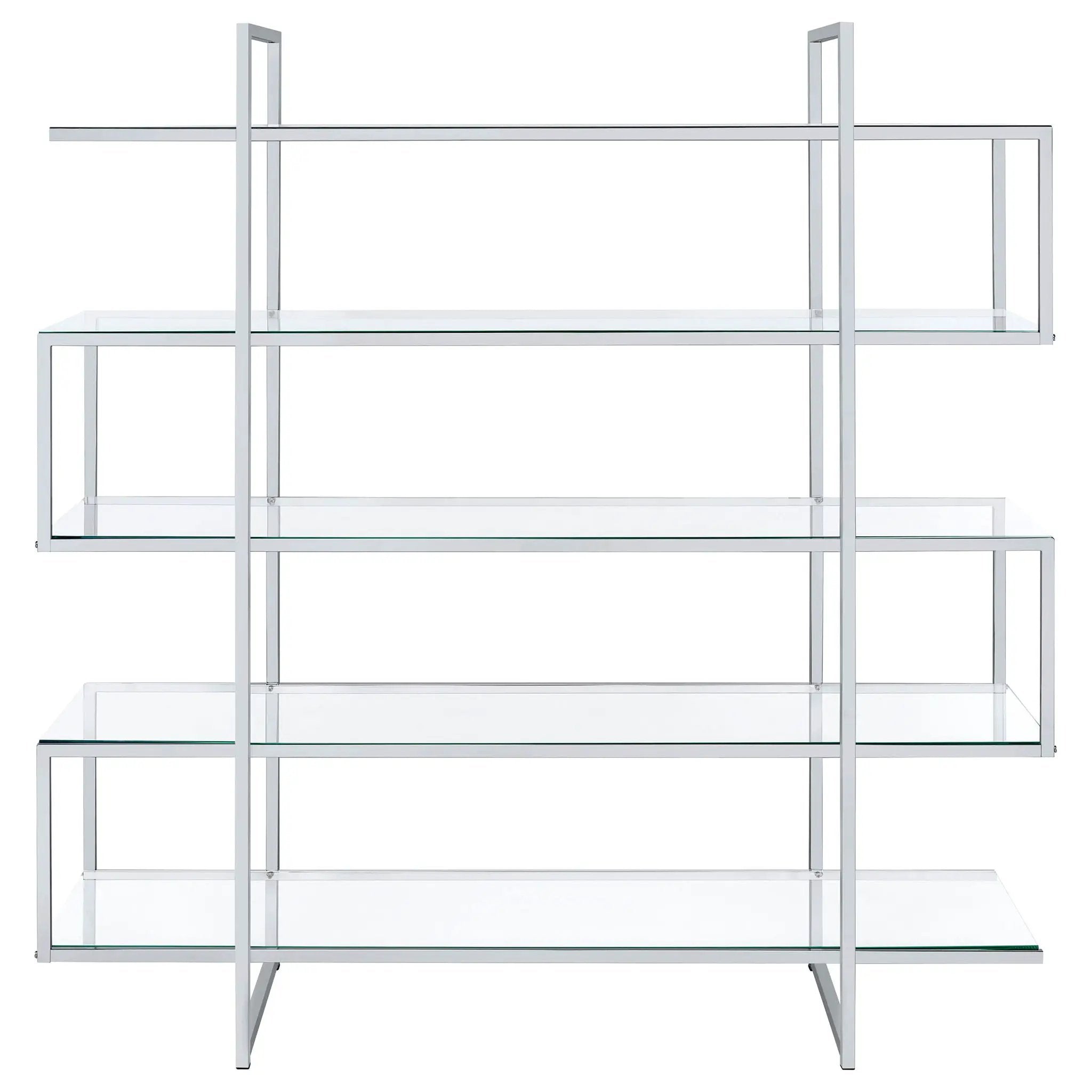 Elmer 63-inch 5-shelf Bookshelf Clear and Chrome by Unique Piece Furniture