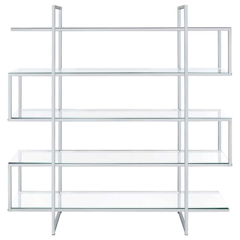 Elmer 63-inch 5-shelf Bookshelf Clear and Chrome by Unique Piece Furniture
