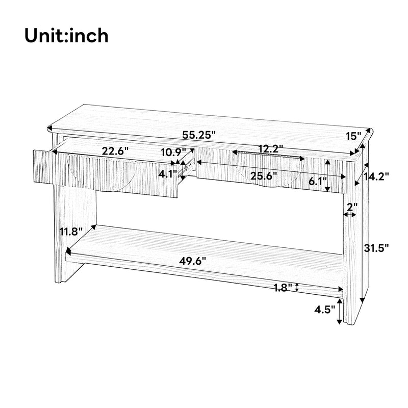 55" Fluted Console Table, photo 3 of 10