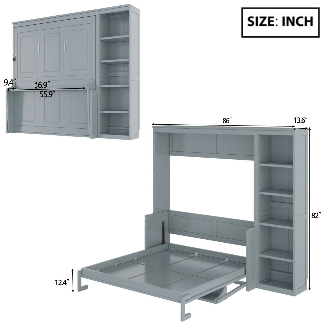 Sturdy Murphy Bed With Desk And Bookshelf by Unique Piece Furniture