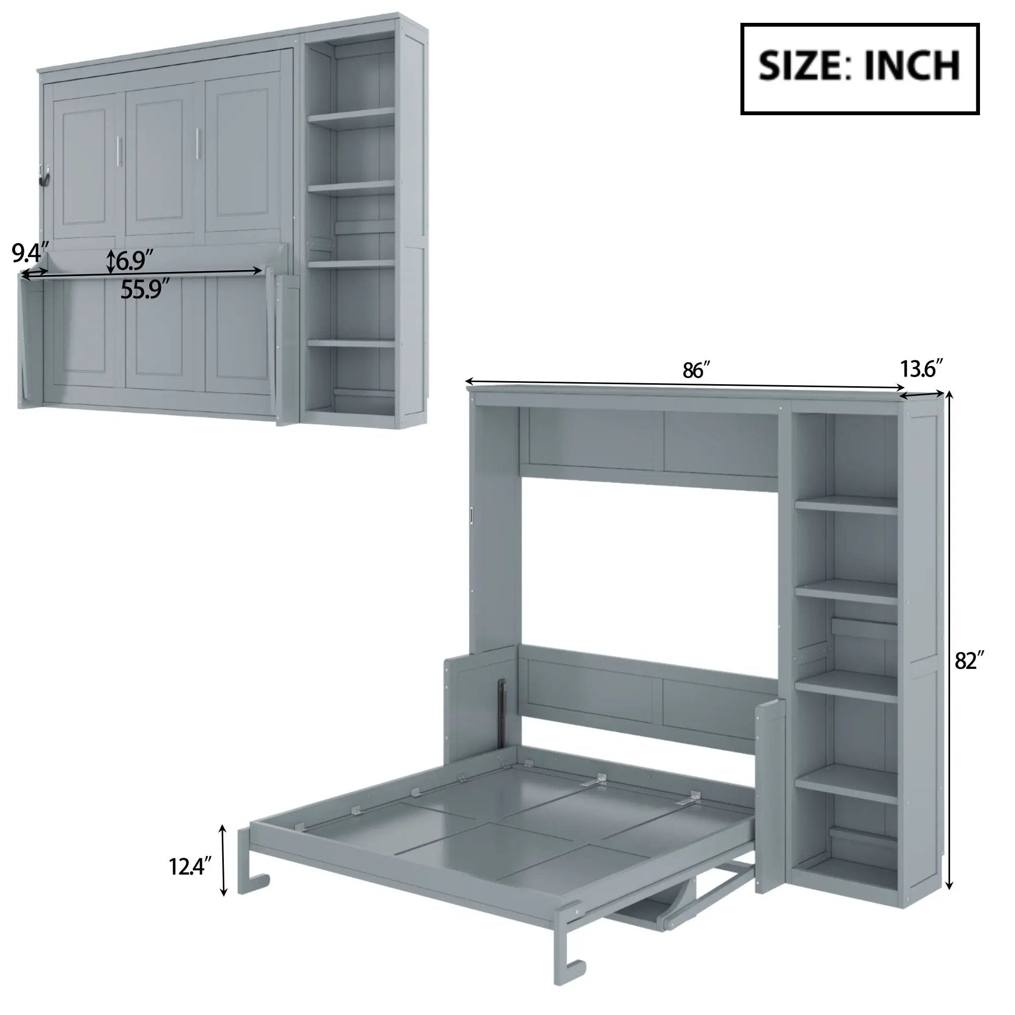 Sturdy Murphy Bed With Desk And Bookshelf by HouseOfZazla