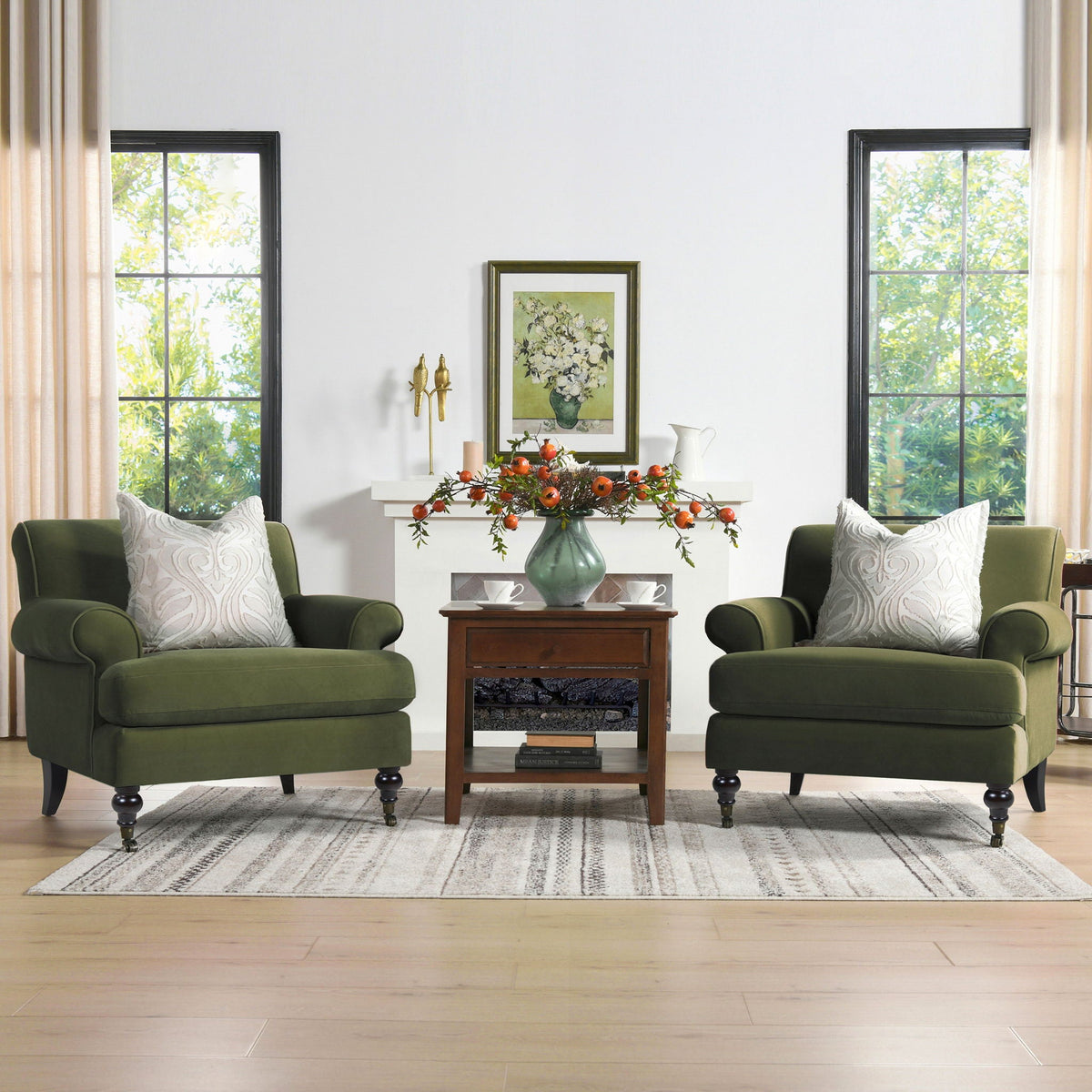 Accent Arm Chair with Casters and Reversible Cushions - Multiple Colors, photo 4 of 40