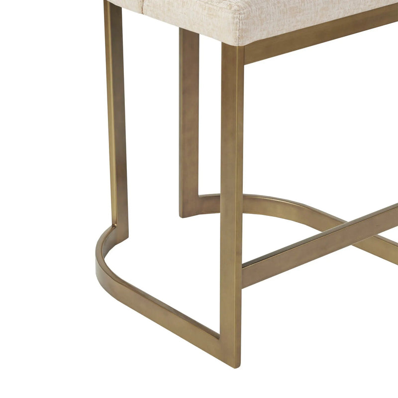 Upholstered Counter Stool With Metal Base - Cream by Unique Piece Furniture