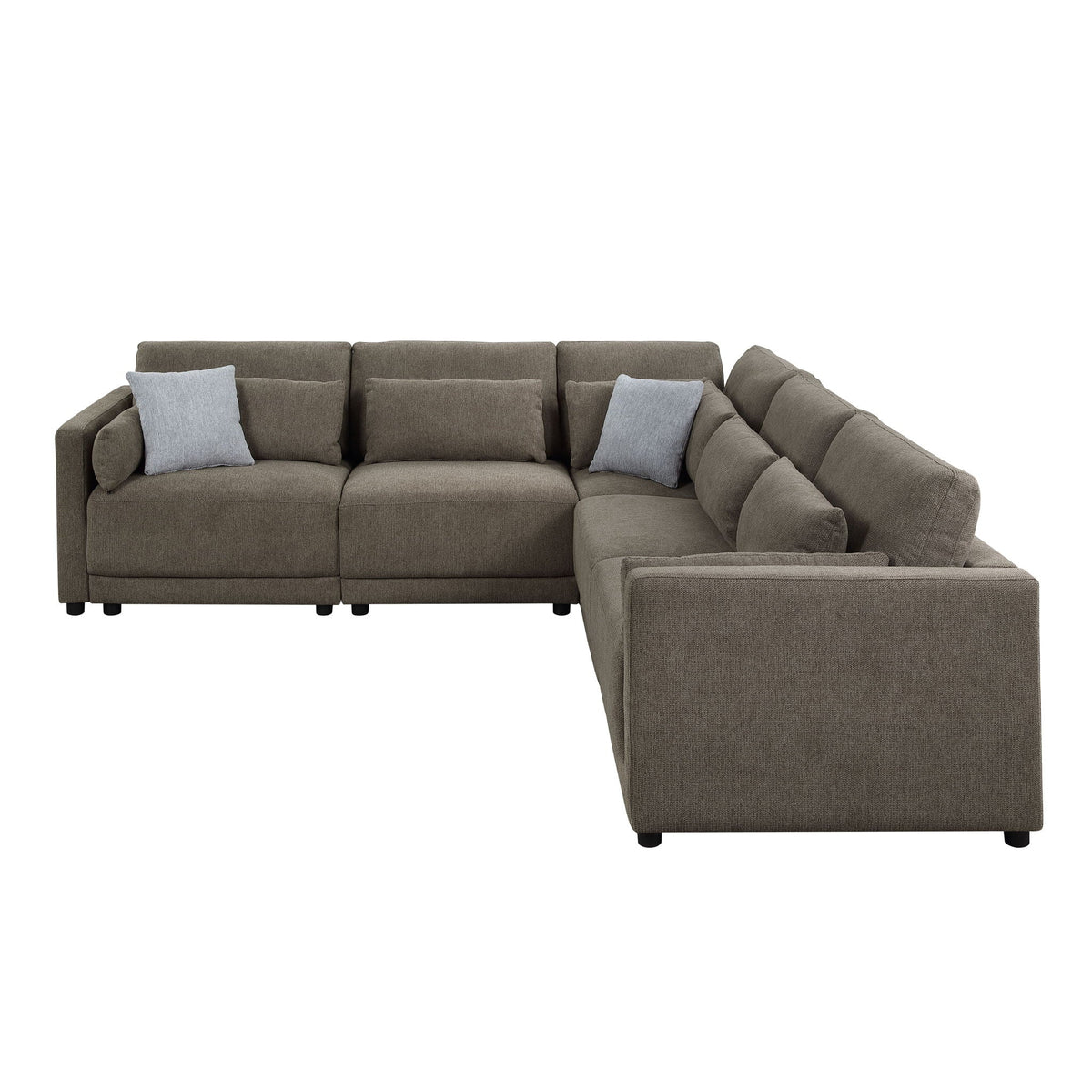 Rylie Modular Sectional Sofa with Toss Pillows - Dark Brown, photo 6 of 8