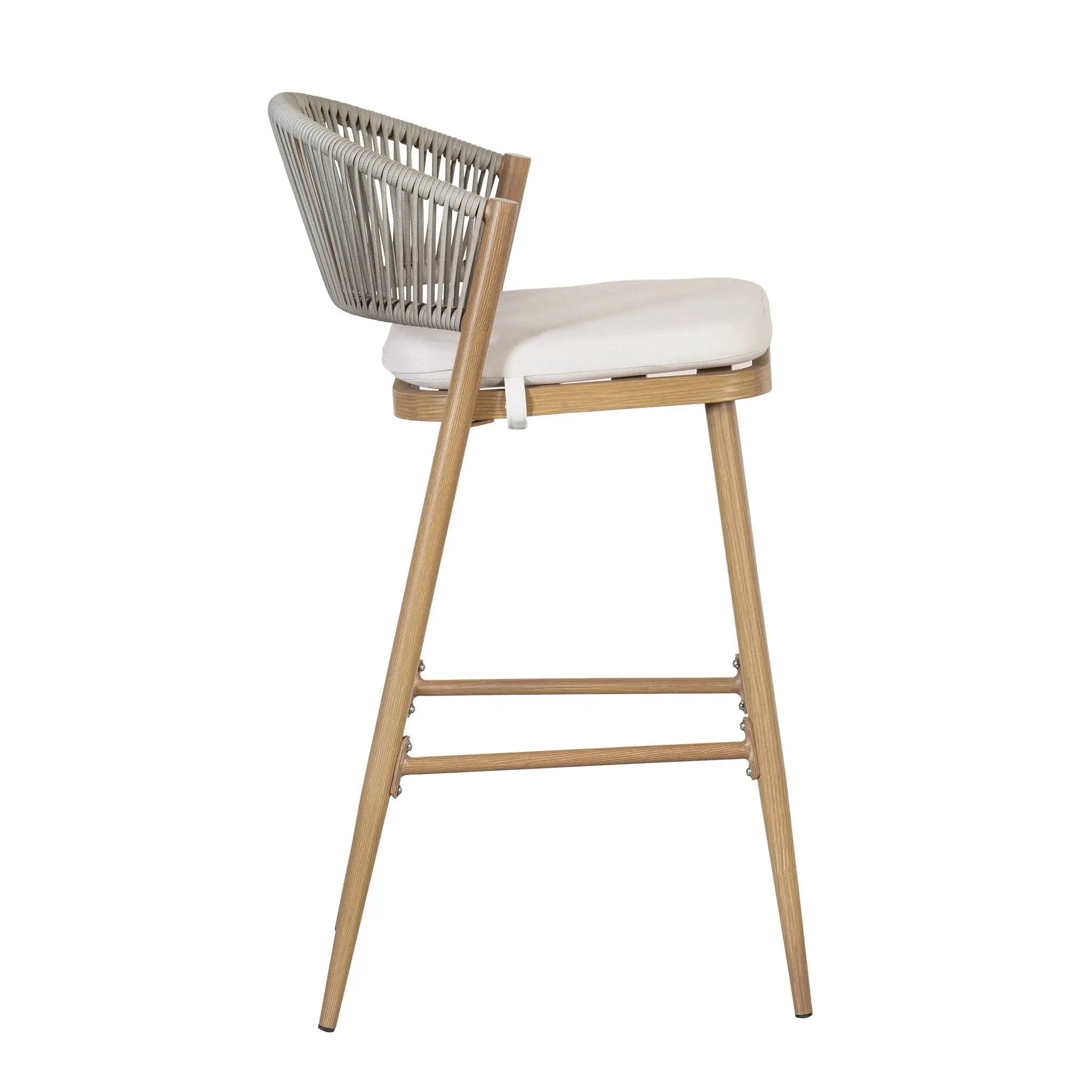 Outdoor Bar Height Metal Frame Counter Stools with Scallop-Shaped Backrest & Water-Resistant Cushions by HouseOfZazla
