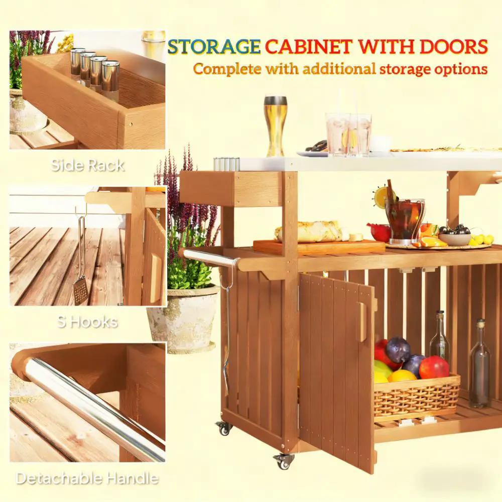Easy to Move Outdoor Table Top Bar Cart with Storage and Wheels by HouseOfZazla