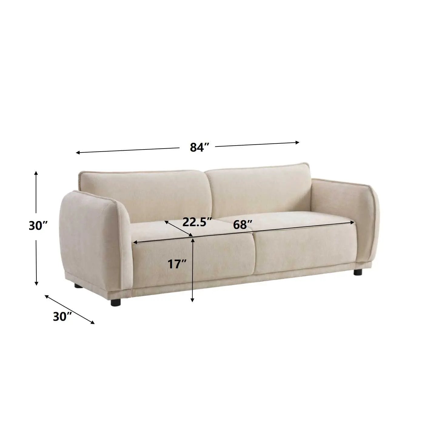 Oslo 84" Round Arm 3 Seater Modern Upholstered Boucle Sofa by HouseOfZazla