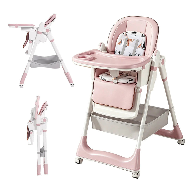 Adjustable Baby High Chair 0-6 Years – Portable Infant Feeding Seat (Pink) by HouseOfZazla