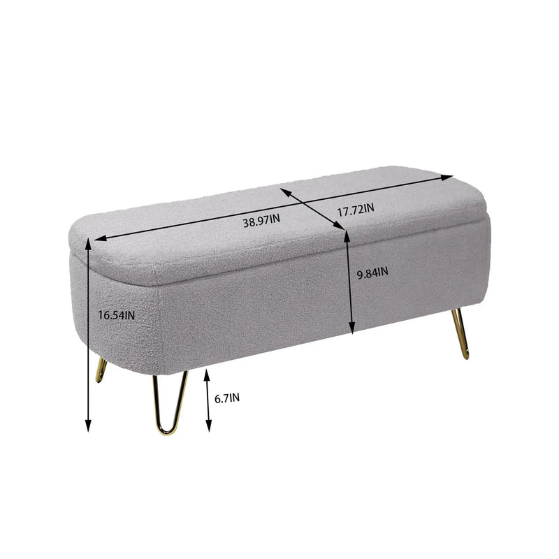 Storage Ottoman Bench For End Of Bed Legs, Modern Camel Faux Fur Entryway Bench Upholstered Padded With Storage For Living Room Bedroom by Unique Piece Furniture