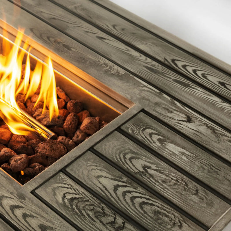 Propane Gas Fire Pit Table, 50000 Btu, Rectangular For Outside - Light Beige by HouseOfZazla