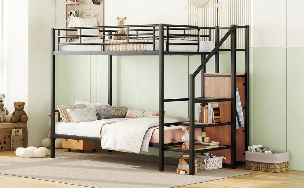 Bunk Bed With Lateral Storage Ladder And Wardrobe by HouseOfZazla