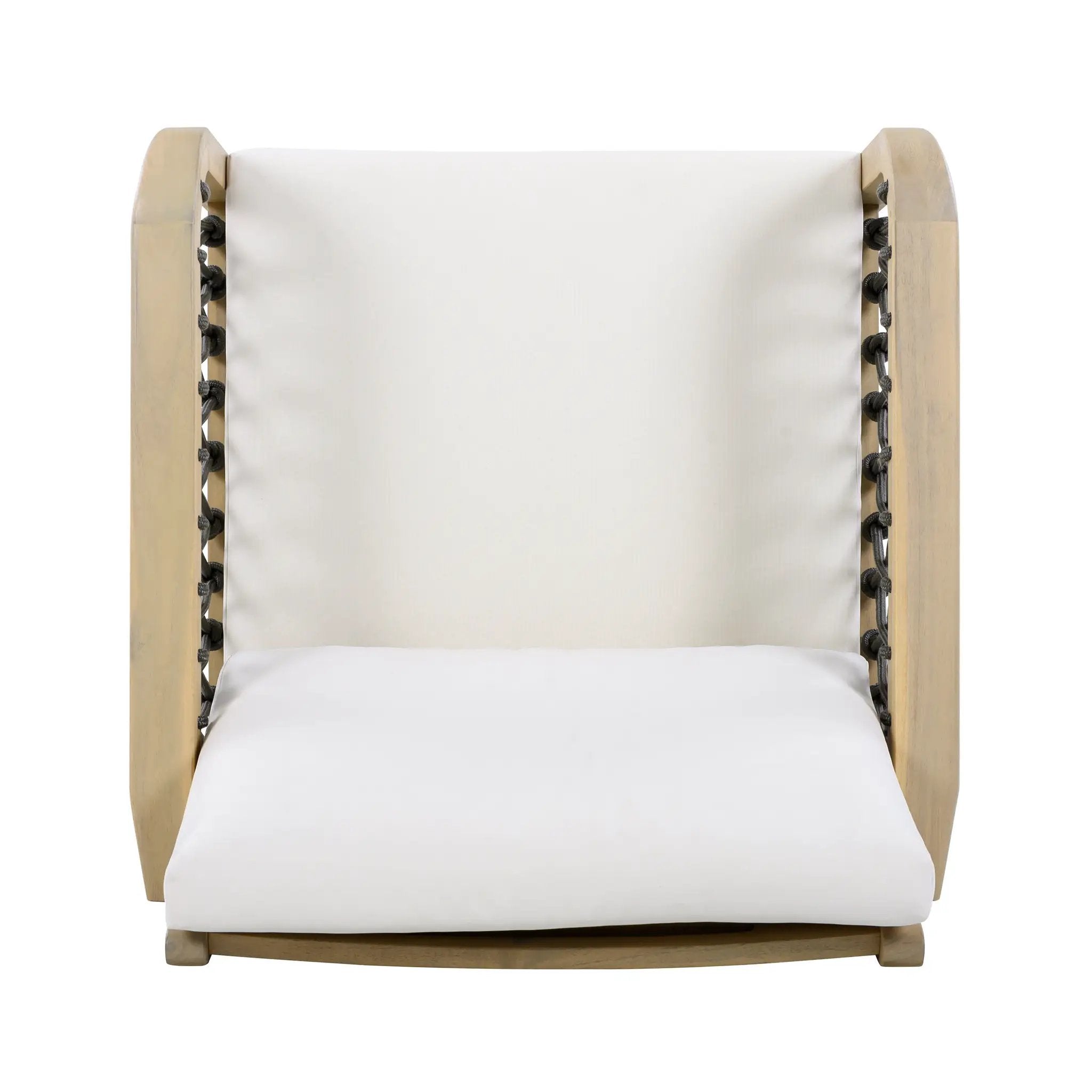 Outdoor Acacia Wood Club Chair with Handwoven Rope, Light Teak Finish by HouseOfZazla
