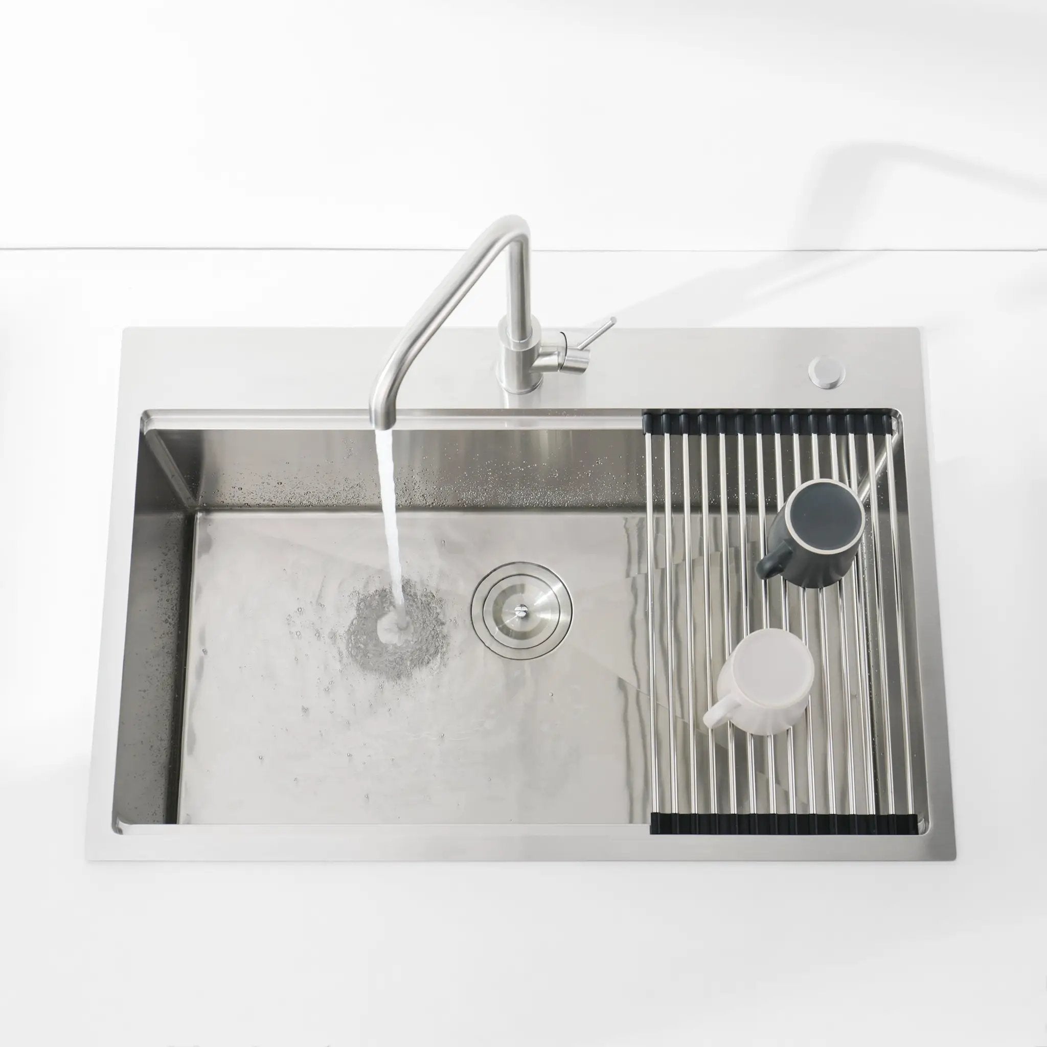 Stainless Steel Kitchen Sink, 36"x22" Single Bowl, Overmount, Brushed by HouseOfZazla