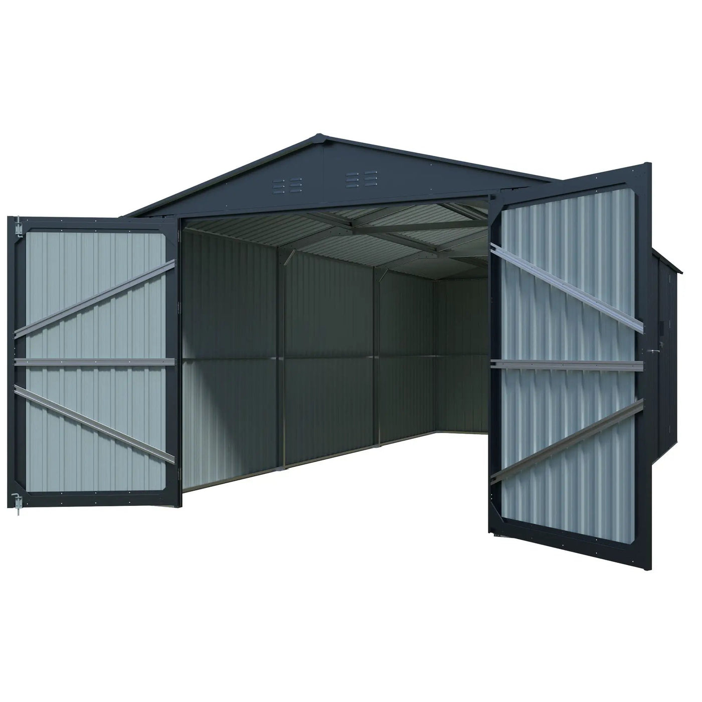 Outdoor Storage Shed, Garden Shed Backyard Utility Tool House Building With 2 Doors And 4 Vents For Car, Truck, Bike, Garbage Can, Tool, Lawnmower by HouseOfZazla