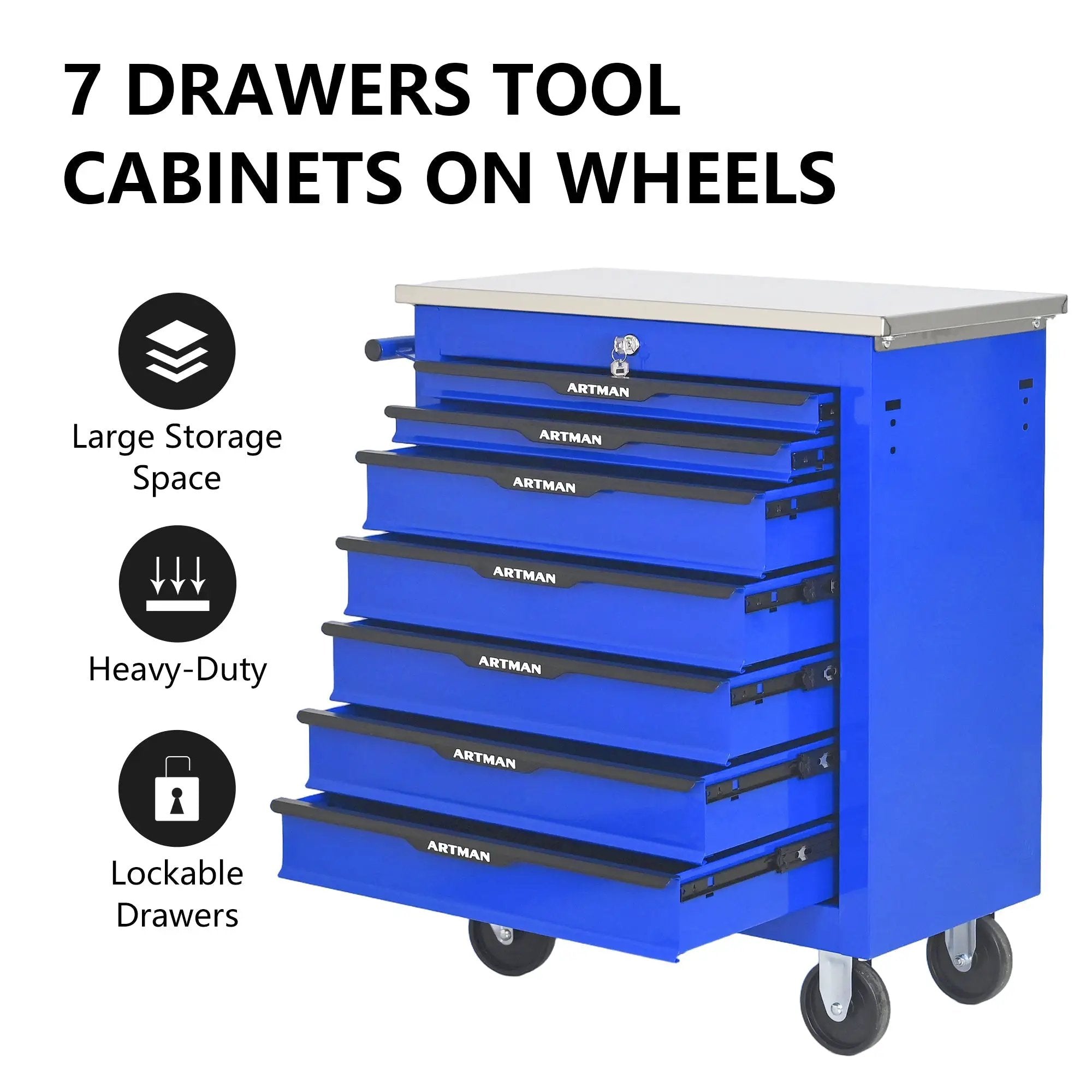 7 Drawers Multifunctional Tool Cart with Wheels by HouseOfZazla