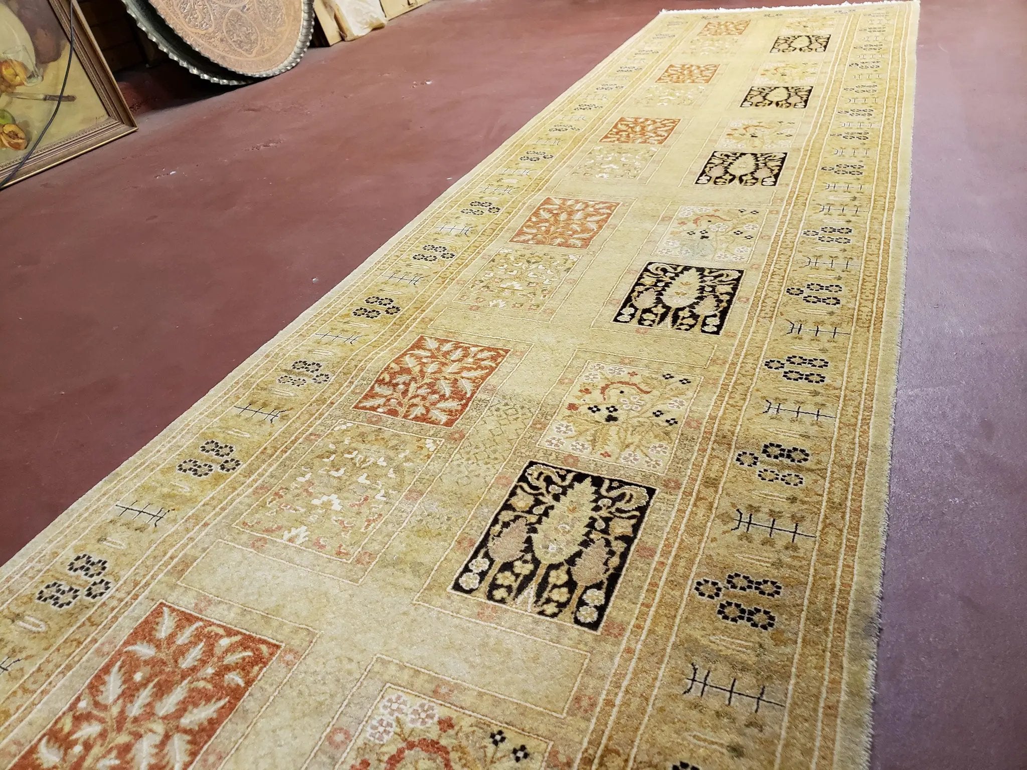 3' 2" x 12 ' 6" Pak Persian Safavieh Runner Haji Jalil Fine Runner Rug 3ft Runner 12ft Runner 13ft Runner Panel Design Runner Hand-Knotted by Jewel Rugs