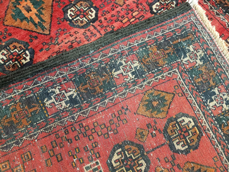 4 x 8 Handmade Baluch Afghan Turkoman Tribal Wool Rug Organic Dyes 8x4 Carpet by Jewel Rugs