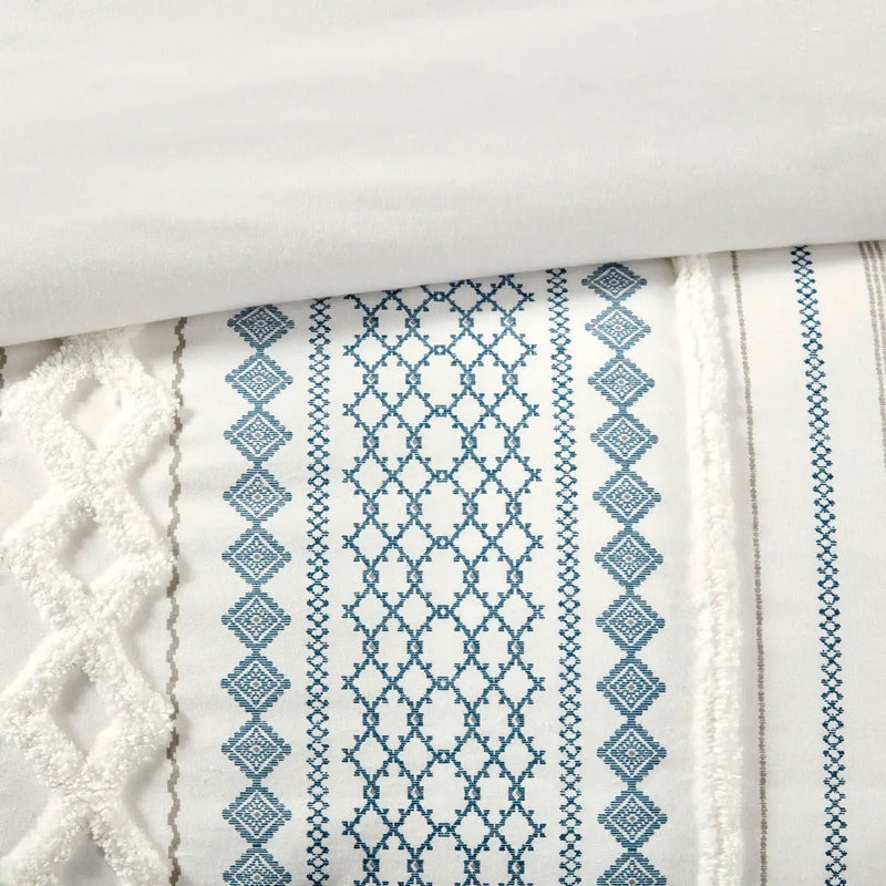 Full/Queen Cotton Printed Duvet Cover Set with Chenille by HouseOfZazla