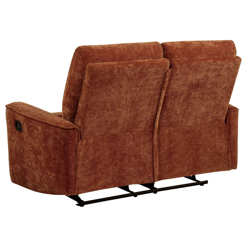 Navarro Chenille Upholstered Reclining Loveseat Burnt Orange by Unique Piece Furniture