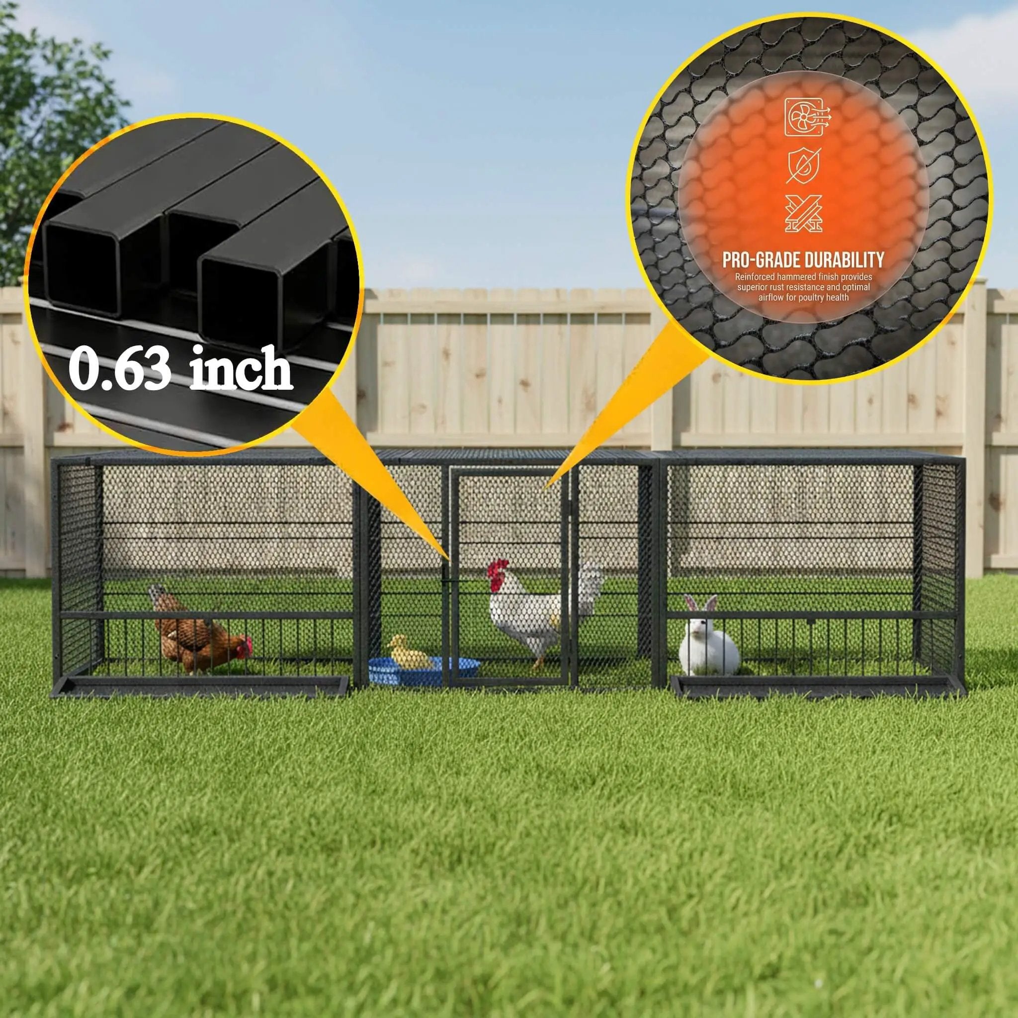 83-Inch Heavy-Duty Outdoor Metal Chicken Coop (SAK24679) by SAKSBY WHOLESALE