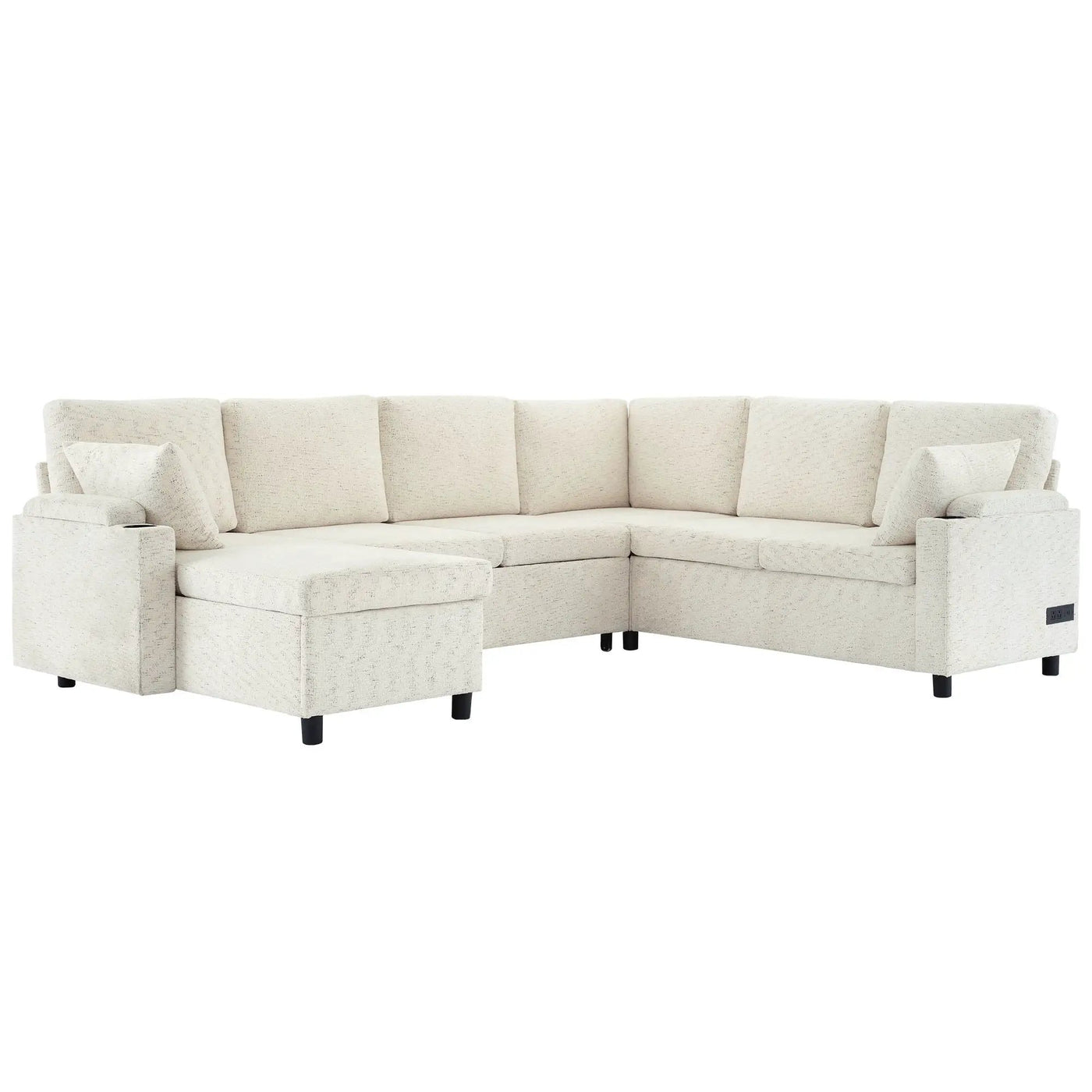 U-Shaped Sectional Sleeper Sofa With Ample Storage Space, 2 Cup Holders And Charging Ports For Living Room by HouseOfZazla