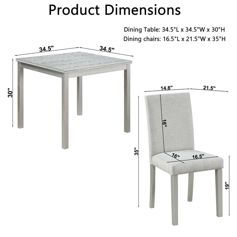 Dining Table Set With Crystal Decoration And Upholstered Chairs by Unique Piece Furniture