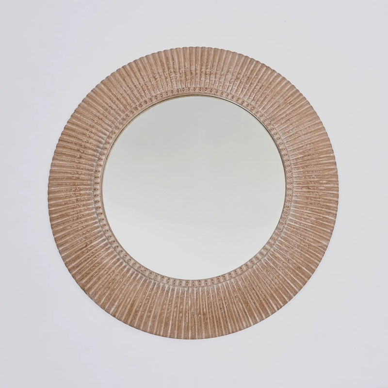 Handcarved Decorative Hanging Wall Mirror - Antique Brown / White by Unique Piece Furniture