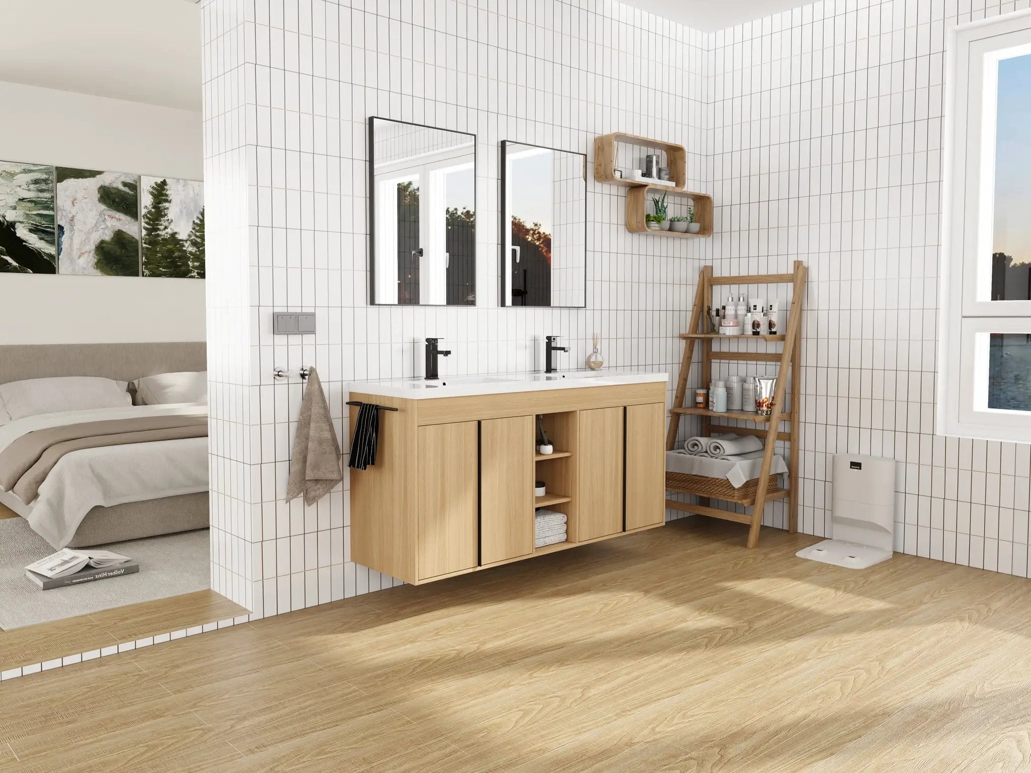 60" Freestanding Bathroom Vanity With Resin Double Sink by HouseOfZazla