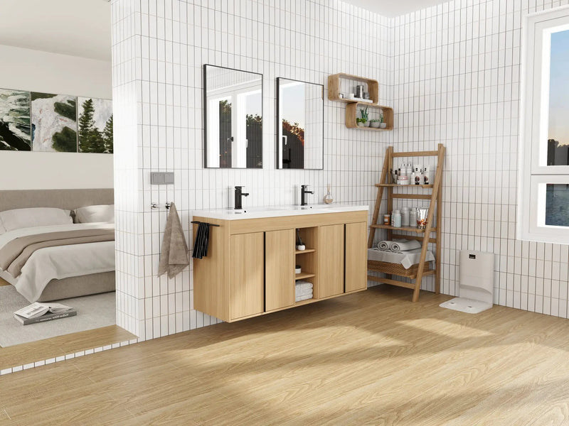60" Freestanding Bathroom Vanity With Resin Double Sink by HouseOfZazla