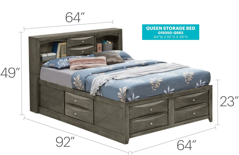 Modern Design Storage Bed With Bookcase Headboard by HouseOfZazla