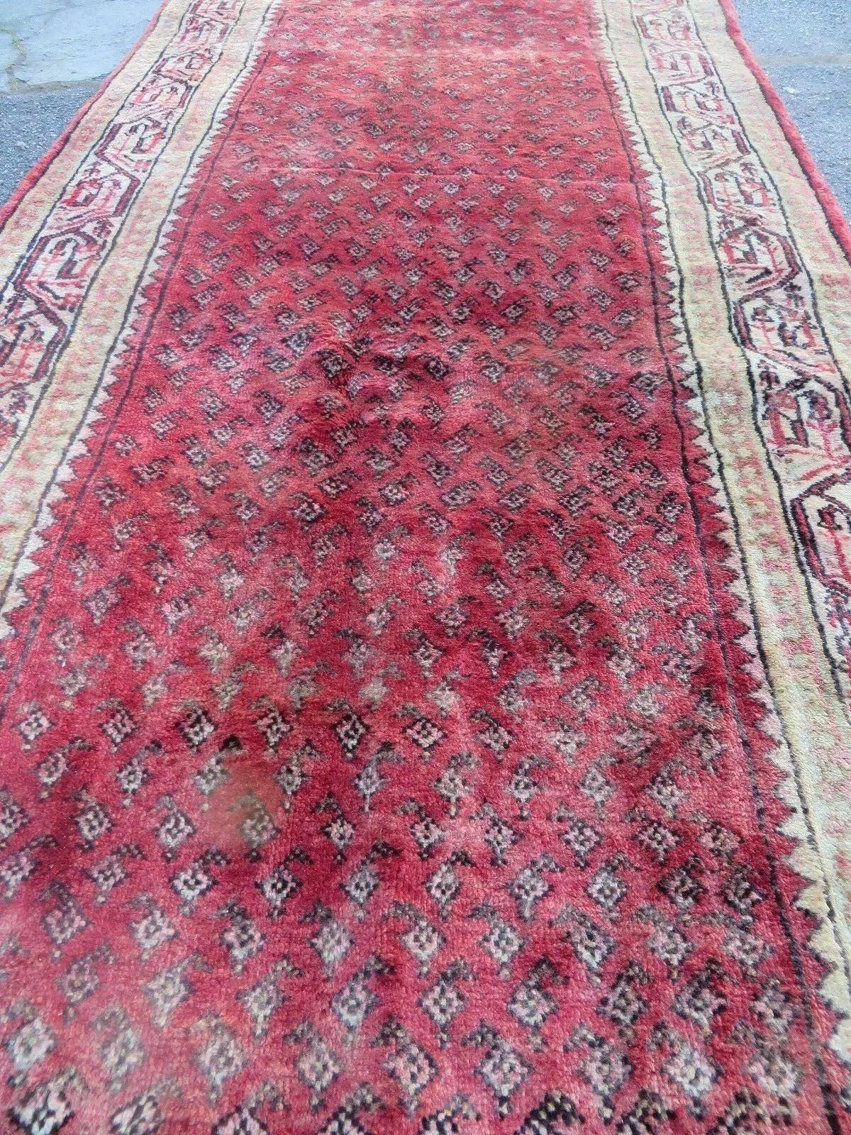3'7"X 10' Antique Handmade India Oriental Paisley Wool Runner Rug Vegy # 31 by Jewel Rugs