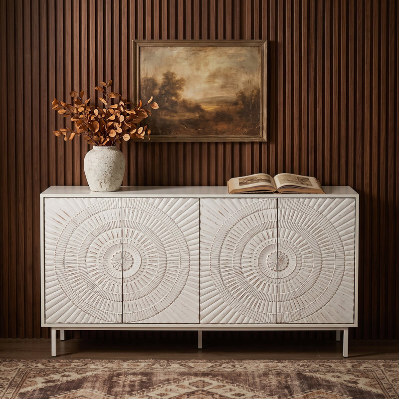 Shabby Chic Wood Sideboard Buffet with Storage Hutch - White, photo 10 of 10