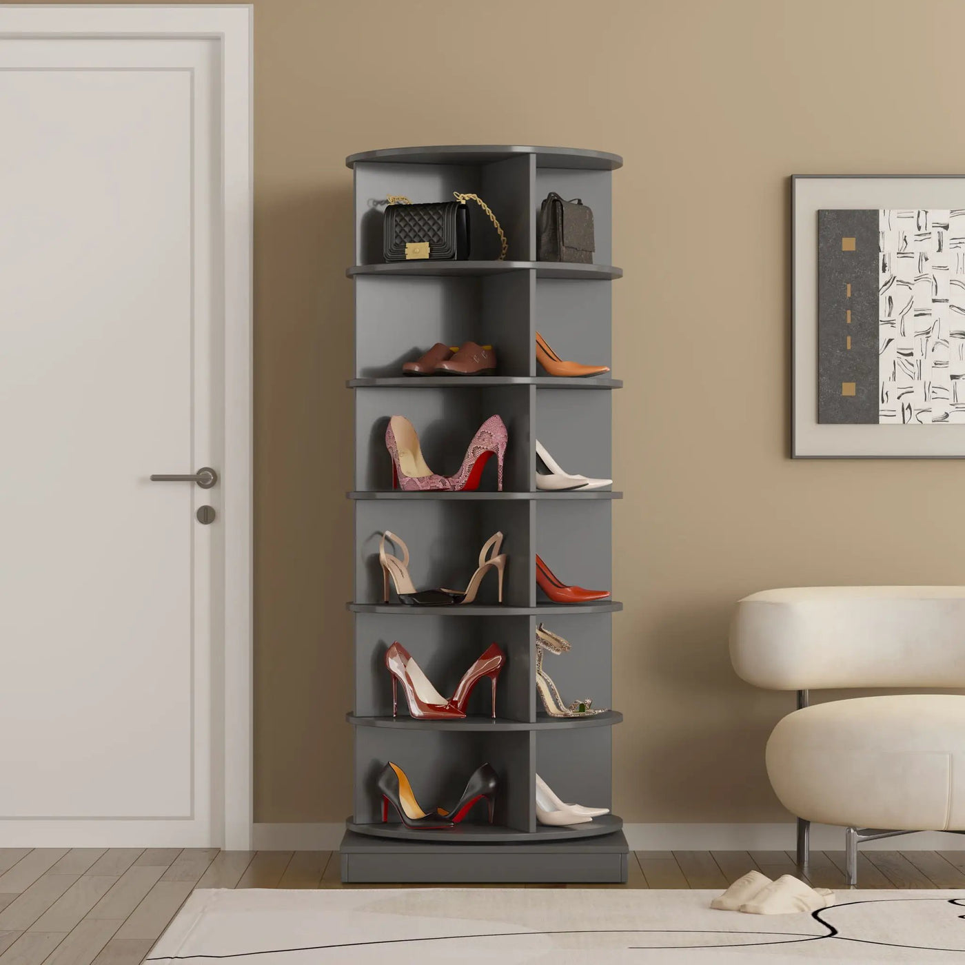 360 Rotating Shoe Cabinet 6 Layers by HouseOfZazla