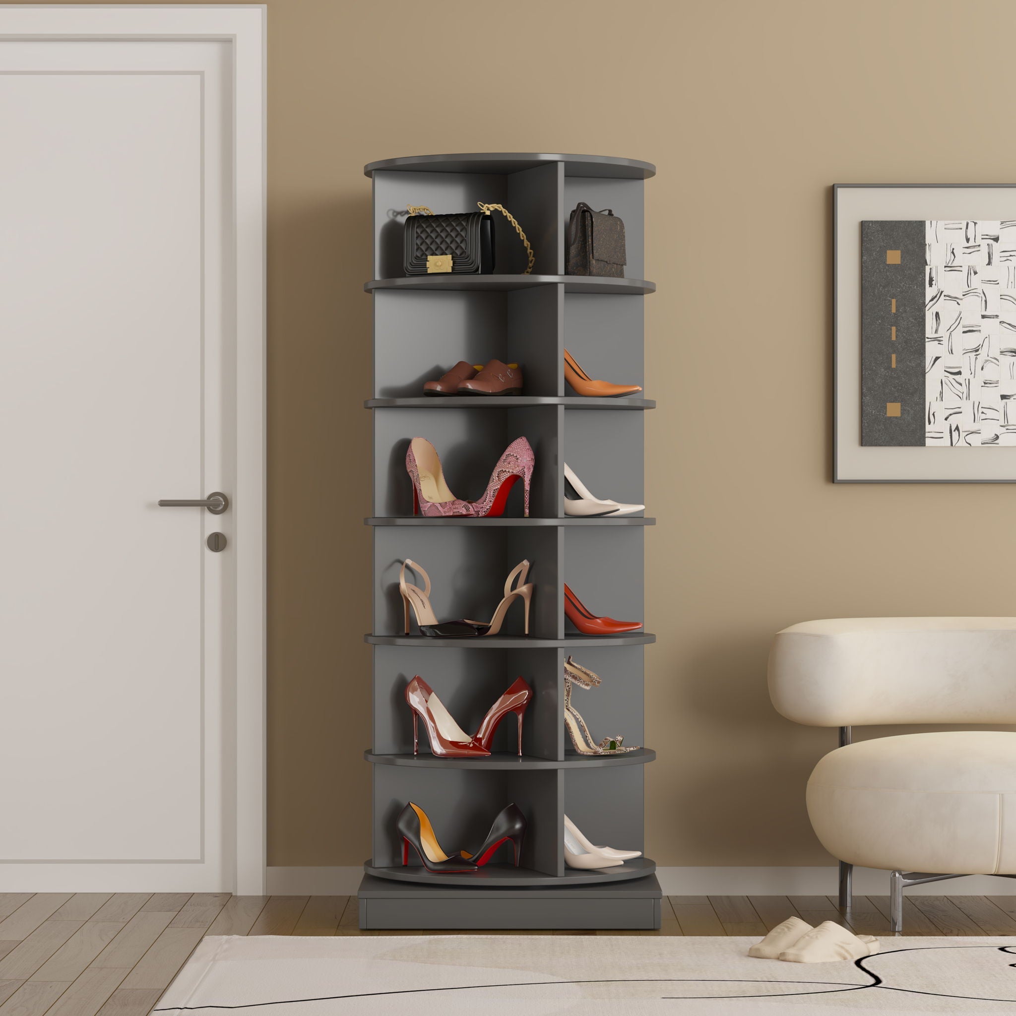 360 Rotating Shoe Cabinet 6 Layers by HouseOfZazla