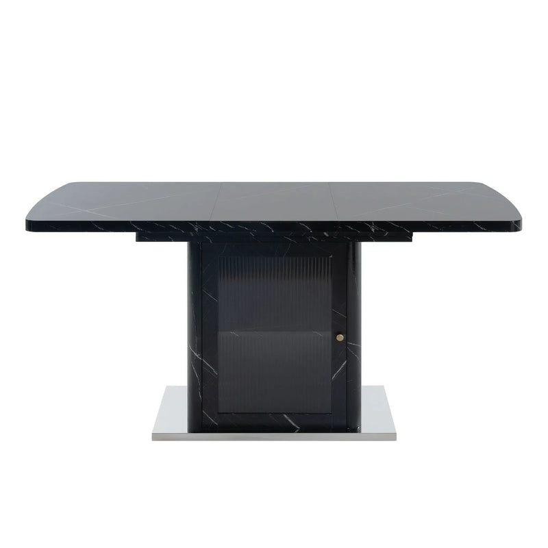 Modern Rectangle Dining Table With Stretchable Top, Storage Cabinet by Unique Piece Furniture