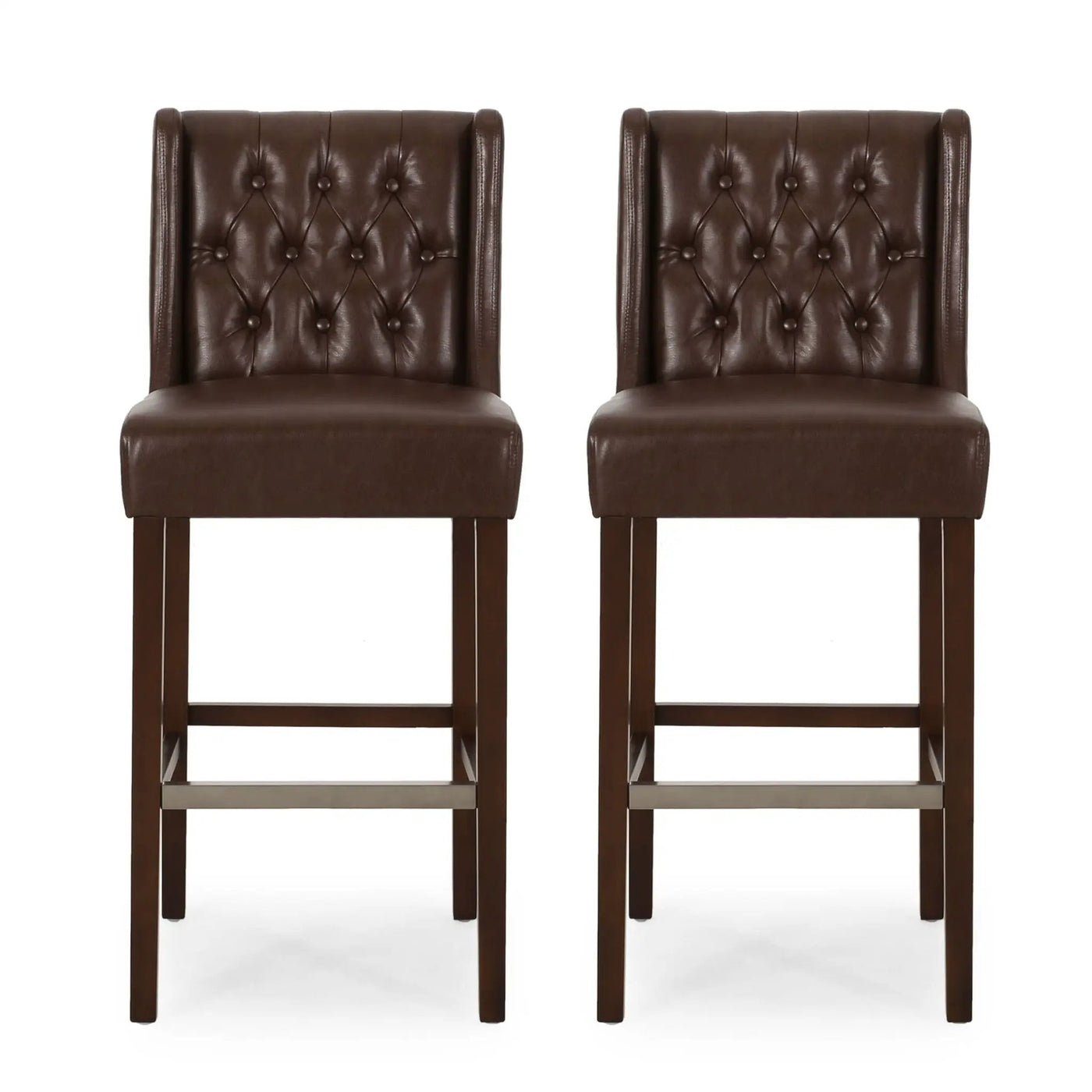 Solstara Upholstered Dining Barstool with Button Tufted and Wing Back by HouseOfZazla