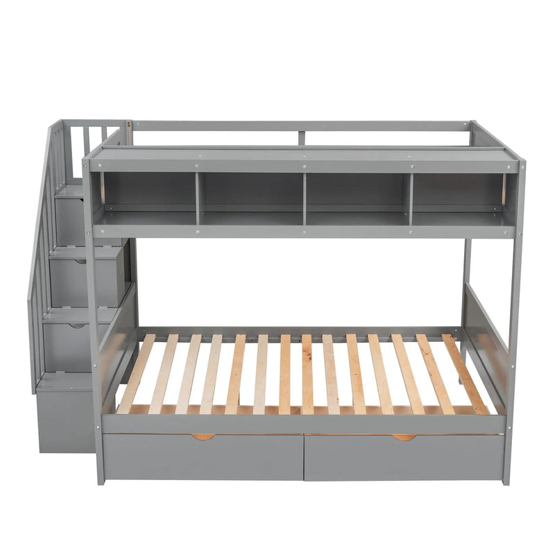 Bunk Bed With Shelfs, Storage Staircase And 2 Drawers by HouseOfZazla