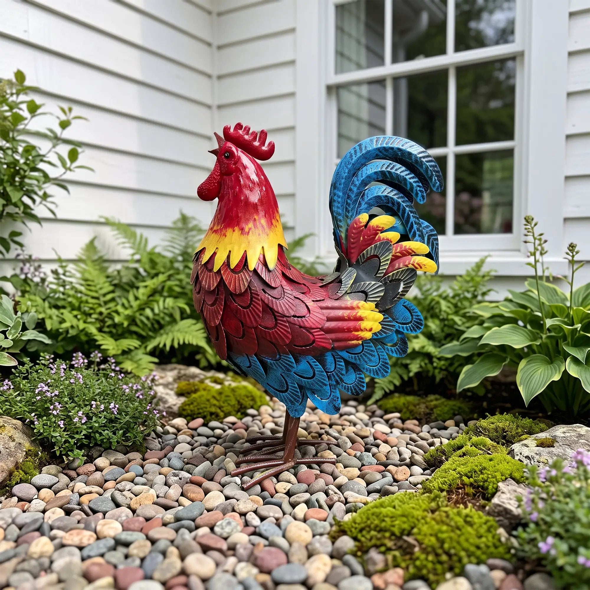 Wrought-Iron Rooster Garden Statue by HouseOfZazla
