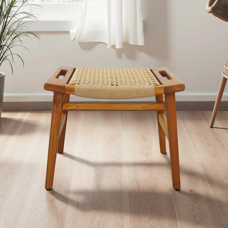 Grit Rustic Solid Wood Frame Loom Stool by HouseOfZazla