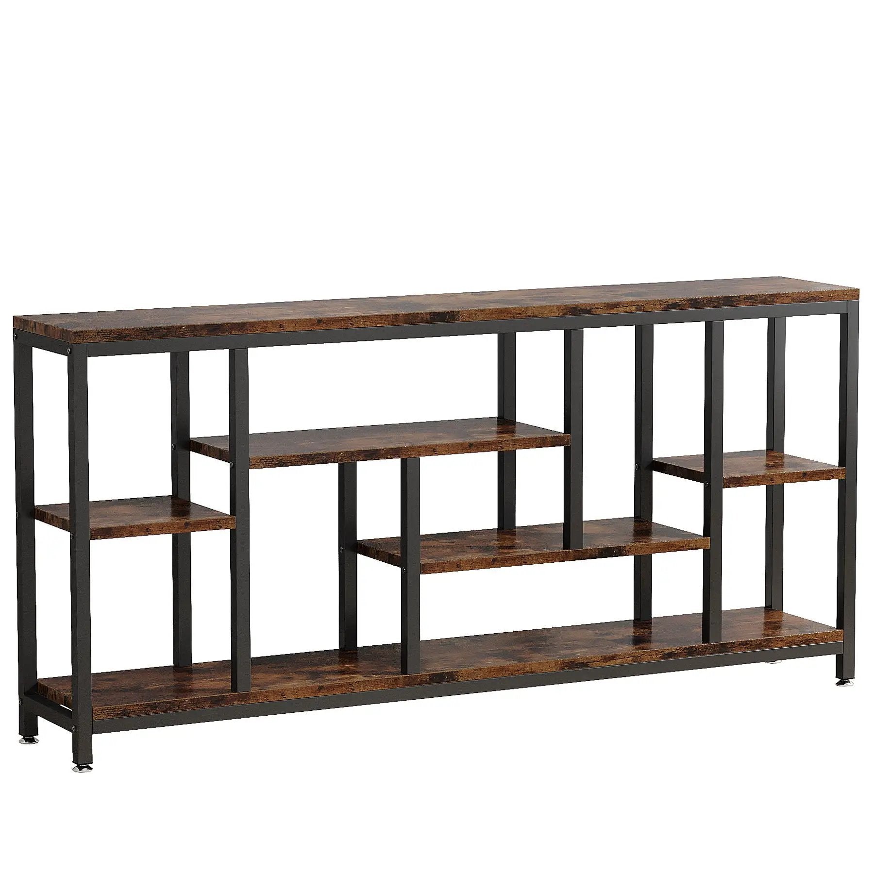 Tribesigns - Extra Long Console Table, 3 Tier With Storage Shelves - Rustic Brown by HouseOfZazla