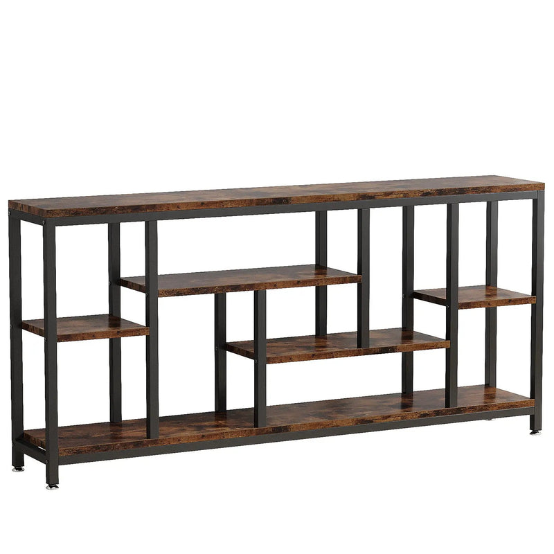 Tribesigns - Extra Long Console Table, 3 Tier With Storage Shelves - Rustic Brown by HouseOfZazla