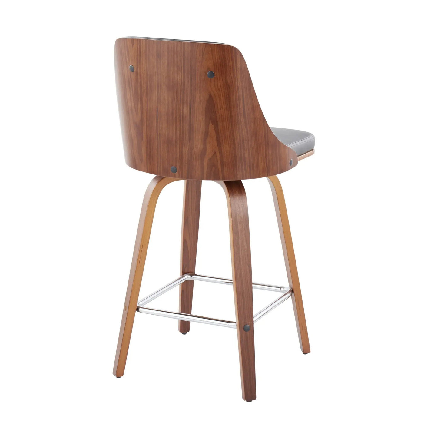 Gianna - Mid Century Modern Fixed Height Counter Stool With Swivel With Square Footrest (Set of 2) by HouseOfZazla