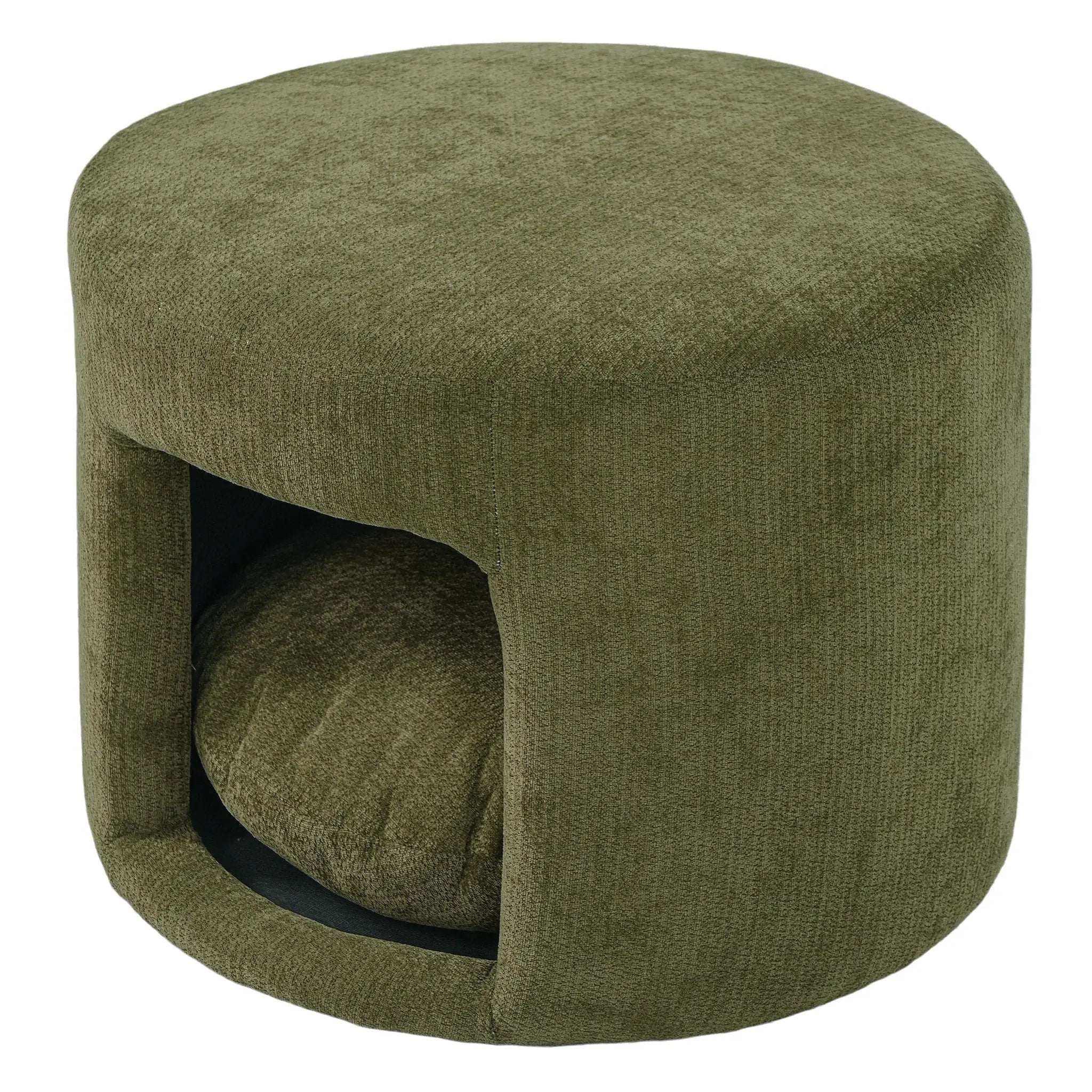 Green Pet Friendly Ottoman with Removable Pet Cushion and Hidden Pet Nook by HouseOfZazla