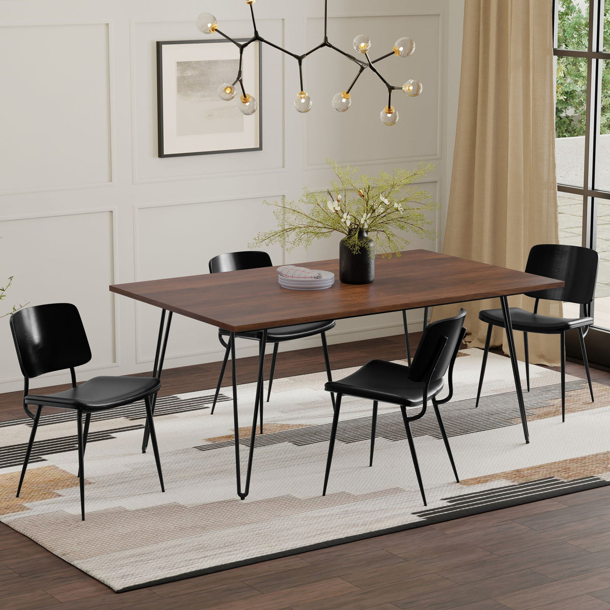 Square Mango Wood Dining Table with Metal Hairpin Legs - Light or Dark Brown, photo 26 of 40