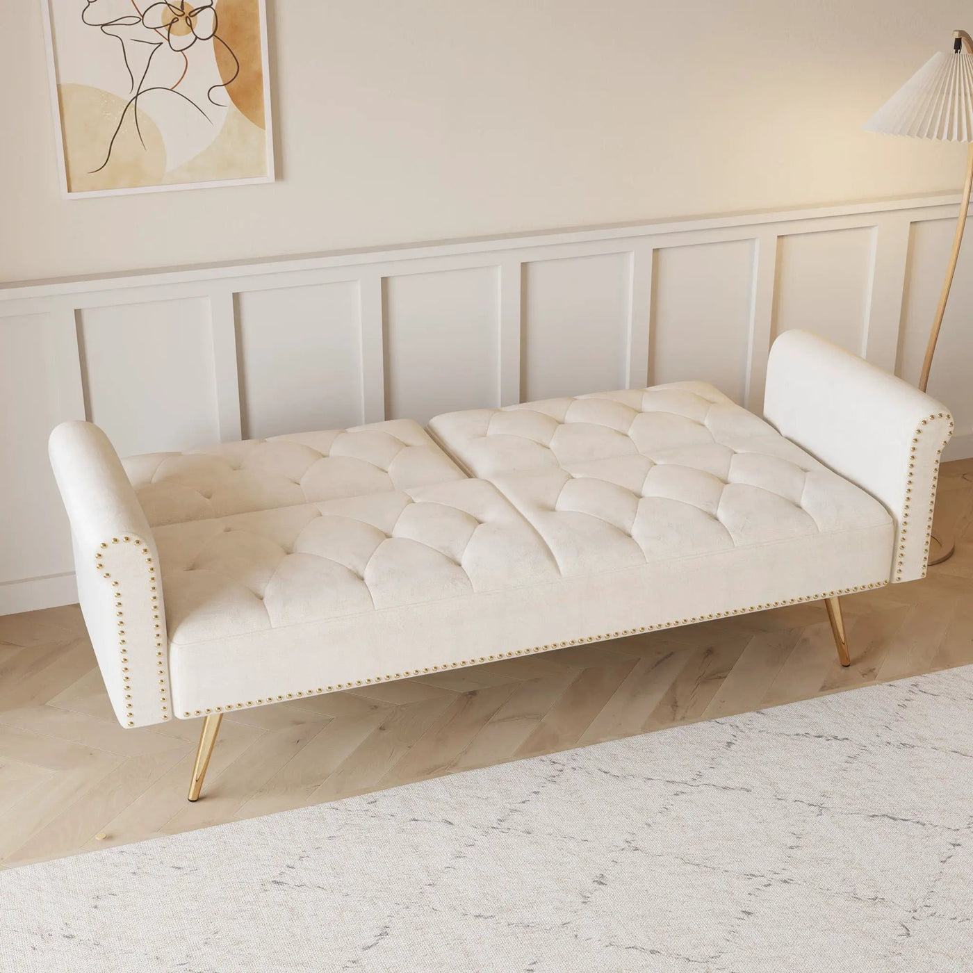 Luxurious Sofa Bed With Nail Head Trim And Matching Pillow by HouseOfZazla
