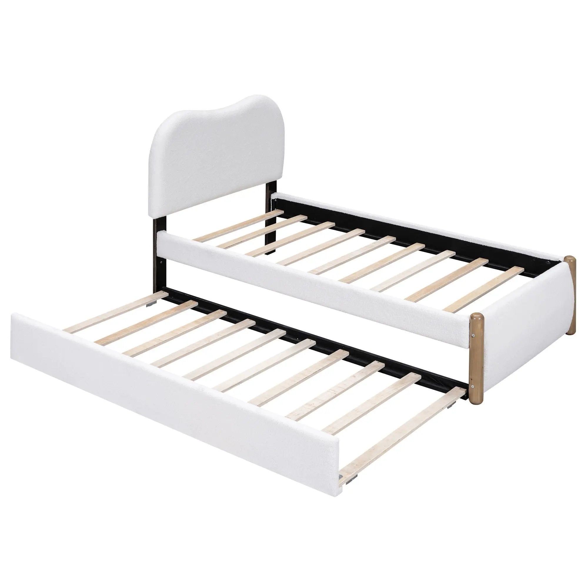 Upholstered Platform Bed With Wood Supporting Feet And Trundle by HouseOfZazla